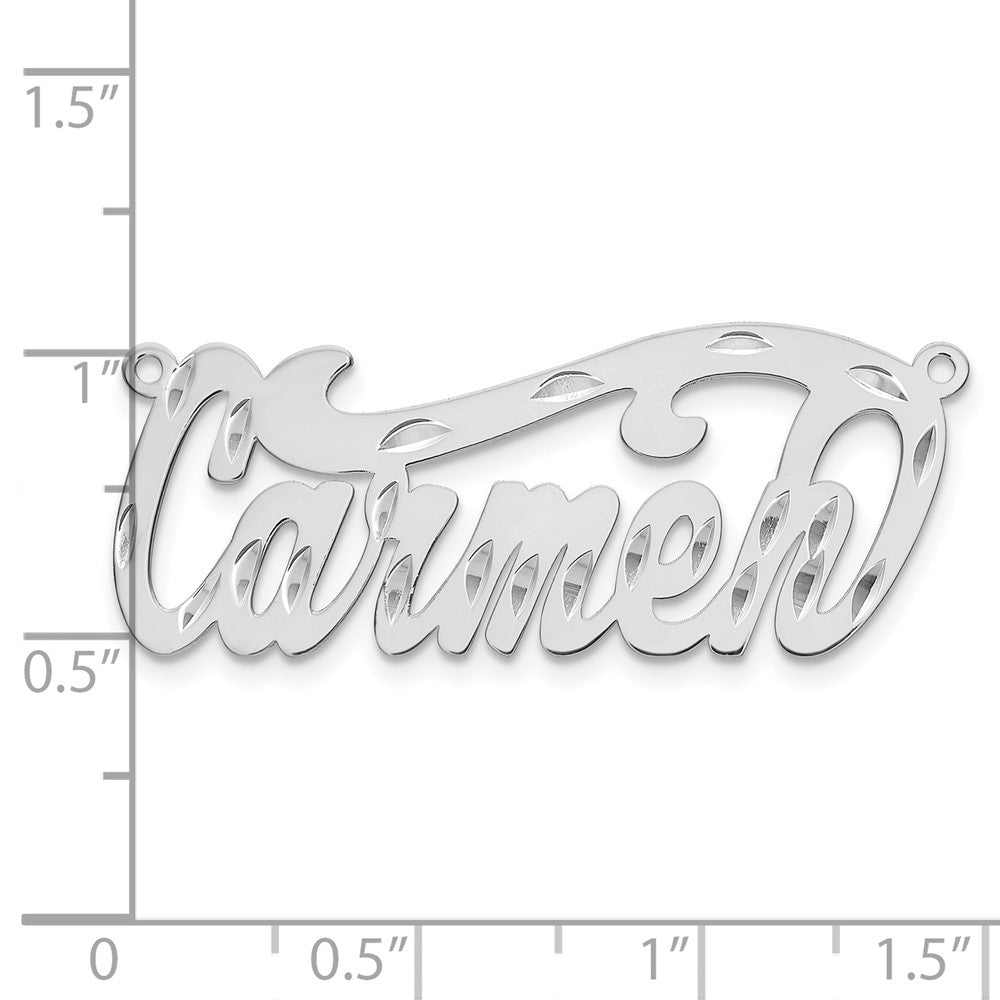 Sterling Silver Silver/Rhodium Plated Diamond Cut Name Plate