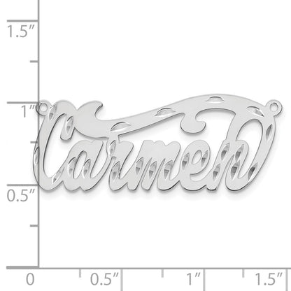 Sterling Silver Silver/Rhodium Plated Diamond Cut Name Plate