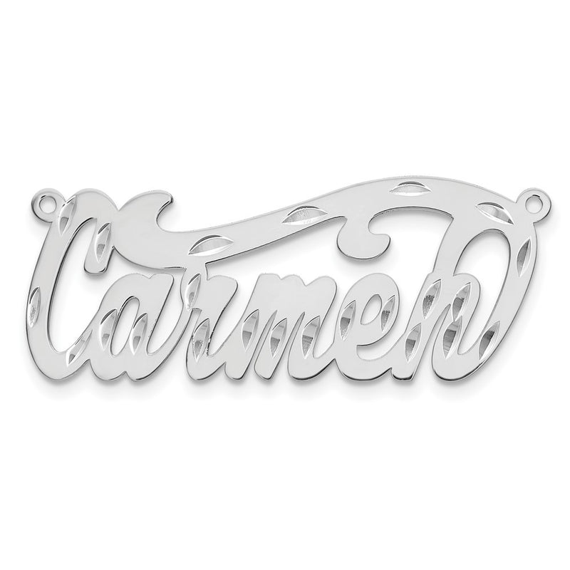 Sterling Silver Silver/Rhodium Plated Diamond Cut Name Plate