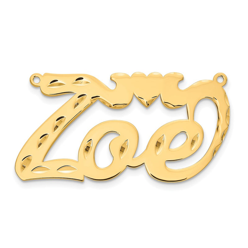 Gold Plated Sterling Silver/Gold Diamond Cut Heart Name Plate