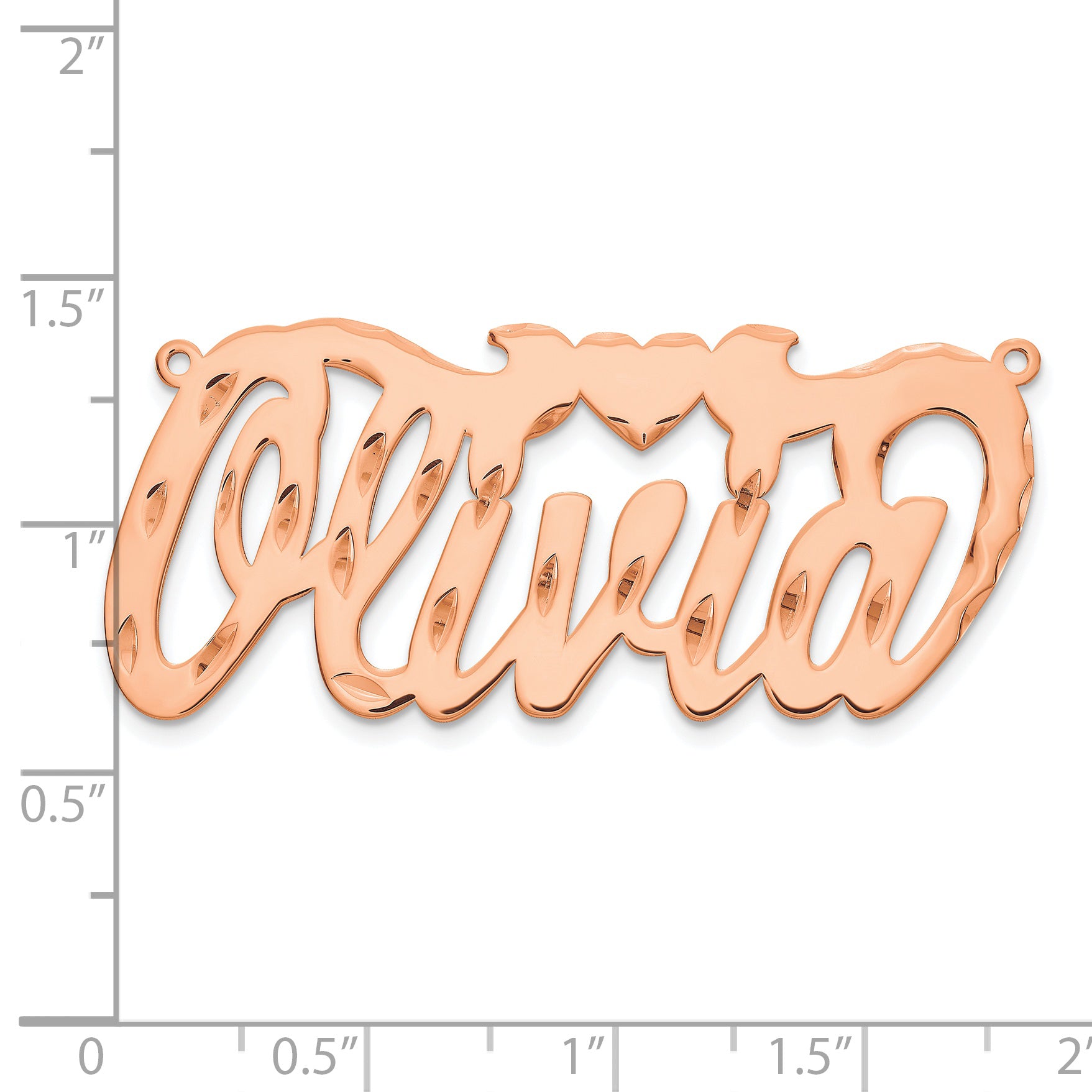 14K Rose Gold Diamond Cut Heart Name Plate