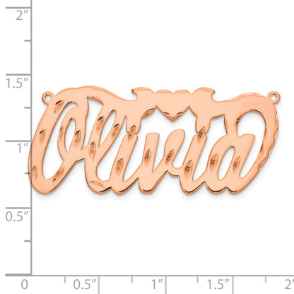 14K Rose Gold Diamond Cut Heart Name Plate