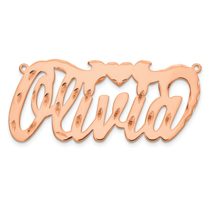 14K Rose Gold Diamond Cut Heart Name Plate