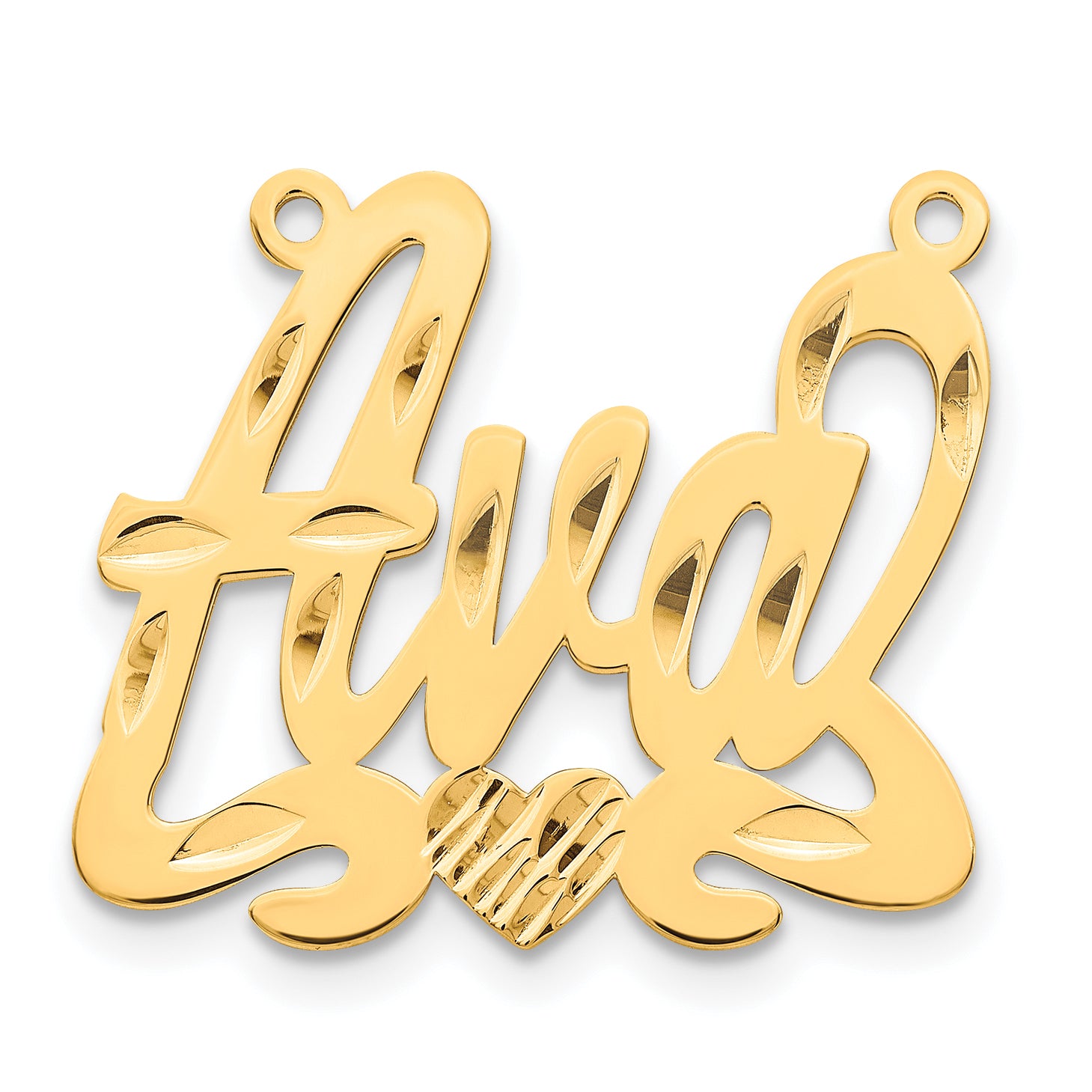 Gold Plated Sterling Silver/Gold Diamond Cut Heart Name Plate