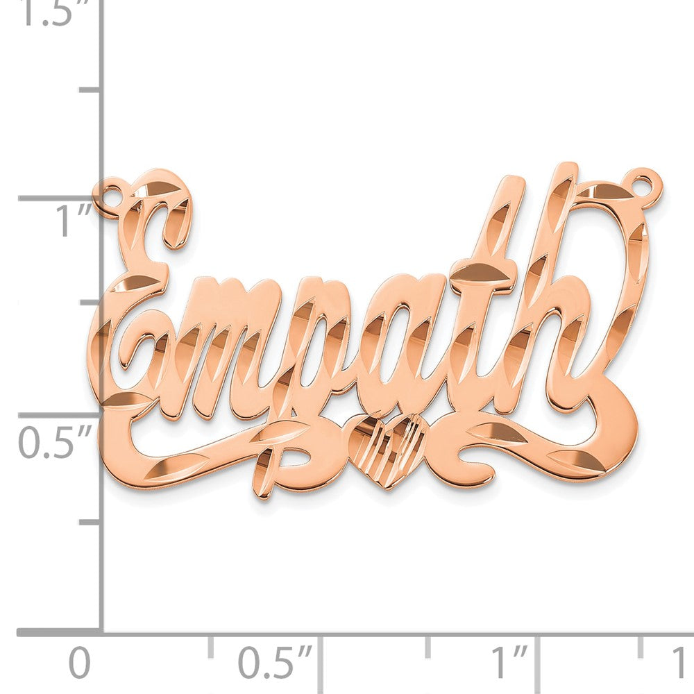 14K Rose Gold Diamond Cut Heart Name Plate