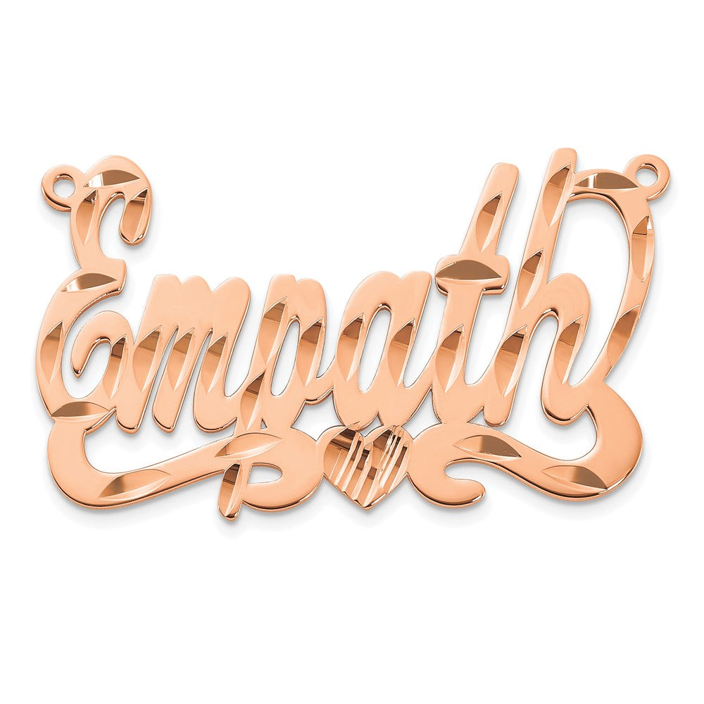 14K Rose Gold Diamond Cut Heart Name Plate