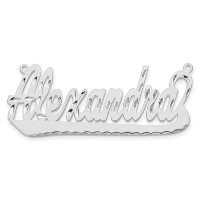 Sterling Silver Rhodium Plated Diamond Cut Underlined Name Plate