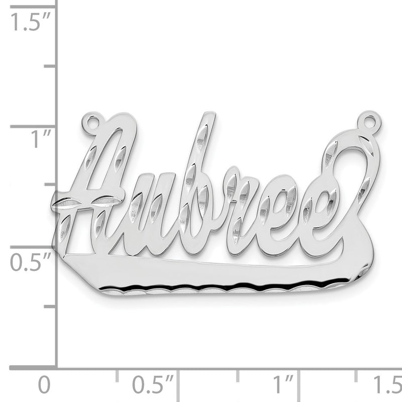 14K White Gold Diamond Cut Underlined Name Plate