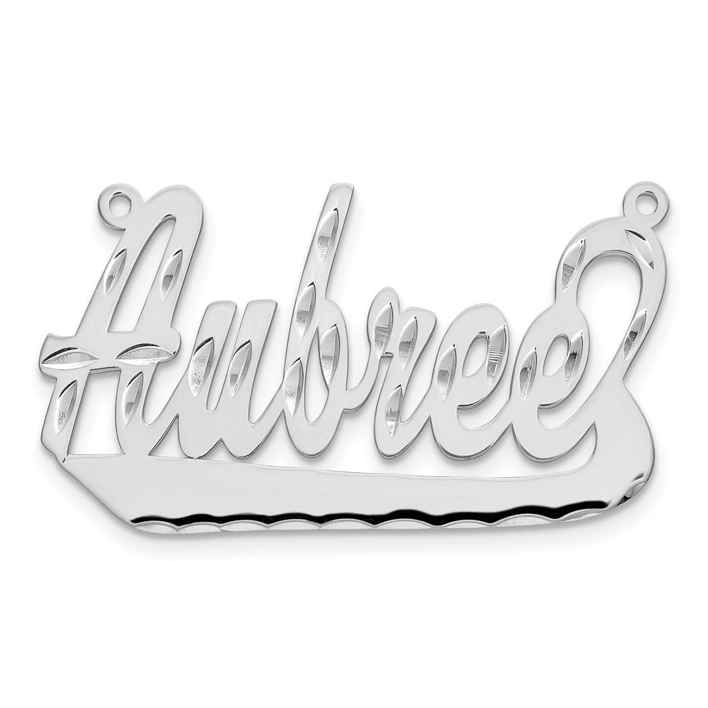 14K White Gold Diamond Cut Underlined Name Plate