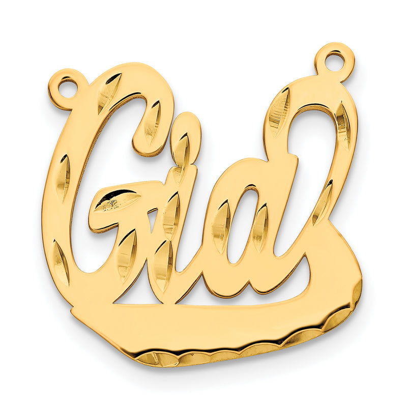Gold Plated Sterling Silver/Gold Diamond Cut Underlined Name Plate