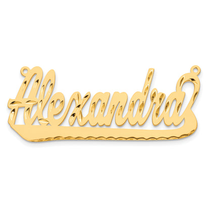 Gold Plated Sterling Silver/Gold Diamond Cut Underlined Name Plate