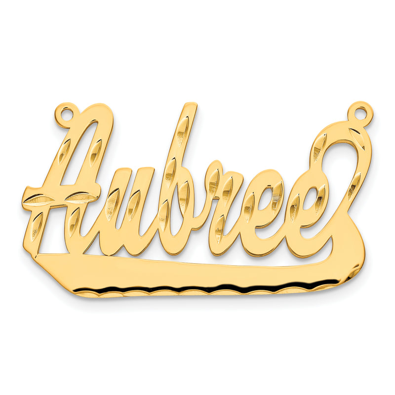 Gold Plated Sterling Silver/Gold Diamond Cut Underlined Name Plate