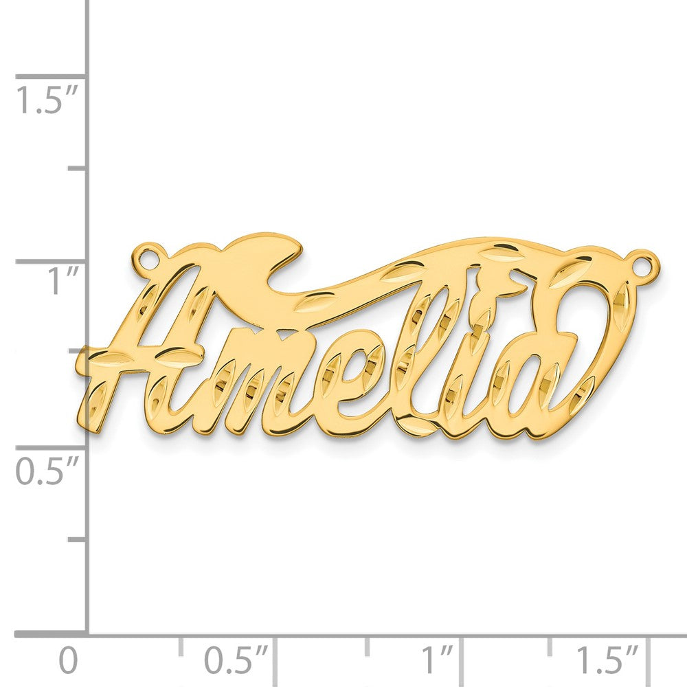 14K Yellow Gold Diamond Cut Name Plate