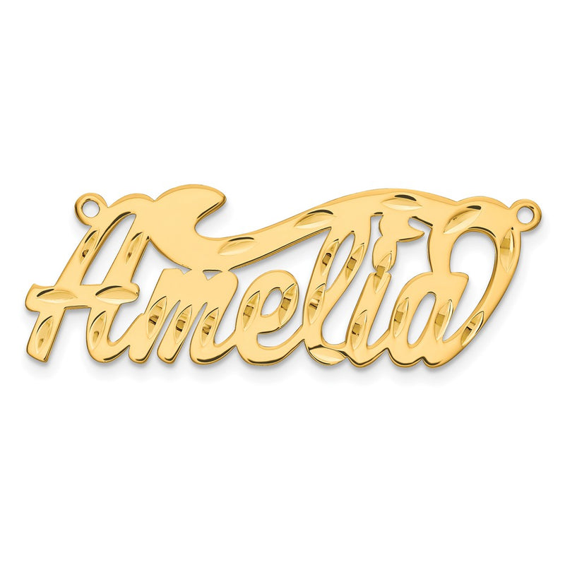 14K Yellow Gold Diamond Cut Name Plate
