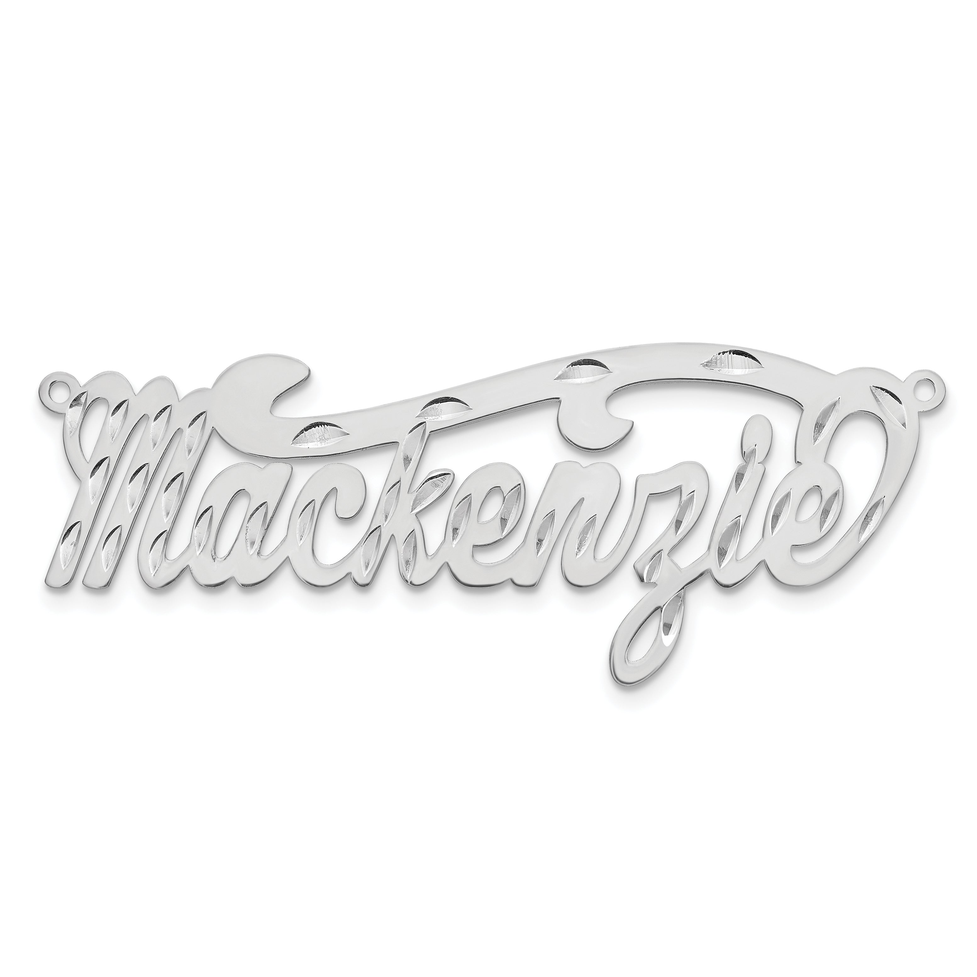 Sterling Silver Silver/Rhodium Plated Diamond Cut Name Plate