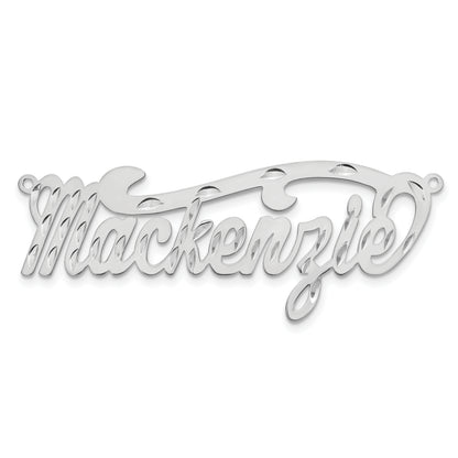 Sterling Silver Silver/Rhodium Plated Diamond Cut Name Plate