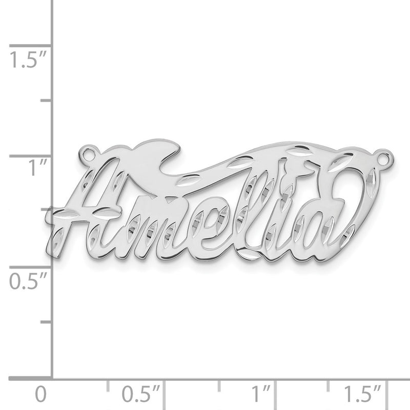 14K White Gold Diamond Cut Name Plate