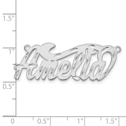 Sterling Silver Silver/Rhodium Plated Diamond Cut Name Plate