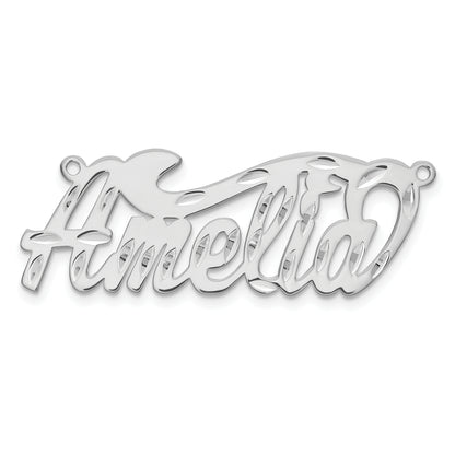 Sterling Silver Silver/Rhodium Plated Diamond Cut Name Plate