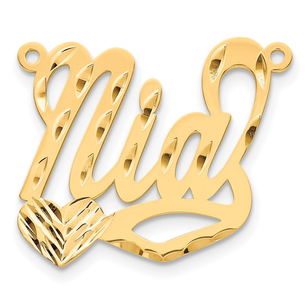 Gold Plated Sterling Silver/Gold Diamond Cut Heart Name Plate