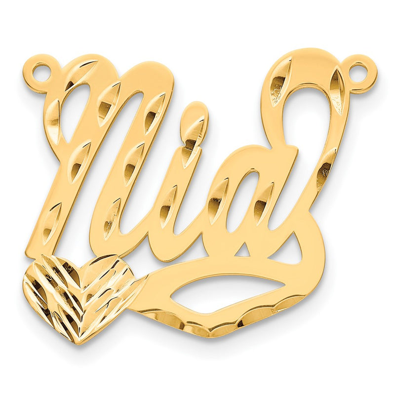 Gold Plated Sterling Silver/Gold Diamond Cut Heart Name Plate