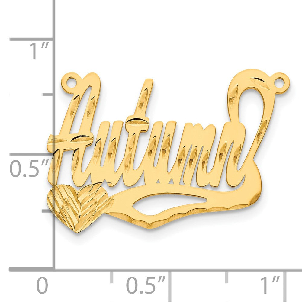 14K Yellow Gold Diamond Cut Heart Name Plate