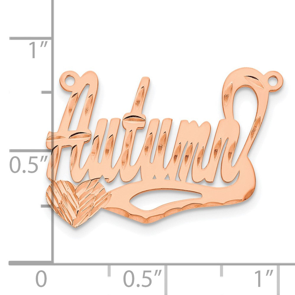 14K Rose Gold Diamond Cut Heart Name Plate
