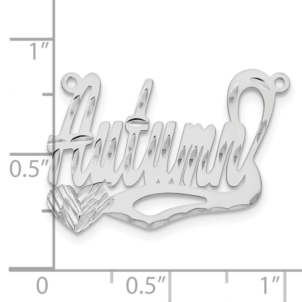 14K White Gold Diamond Cut Heart Name Plate