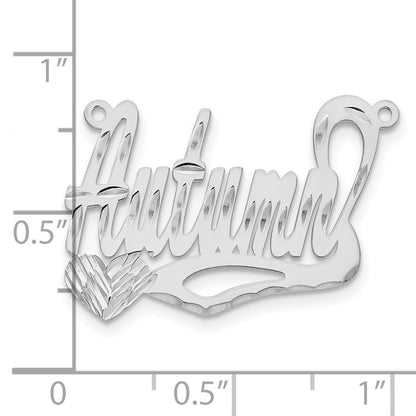 14K White Gold Diamond Cut Heart Name Plate