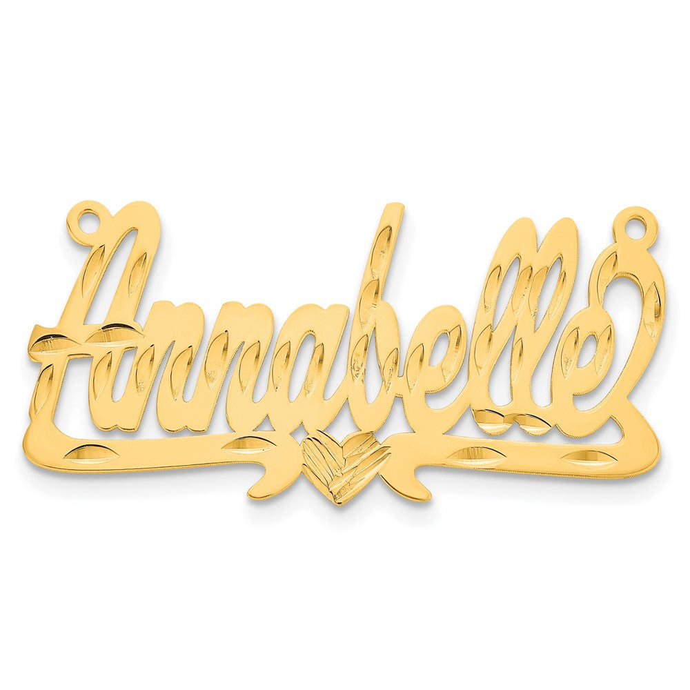 14K Yellow Gold Diamond Cut Heart Name Plate