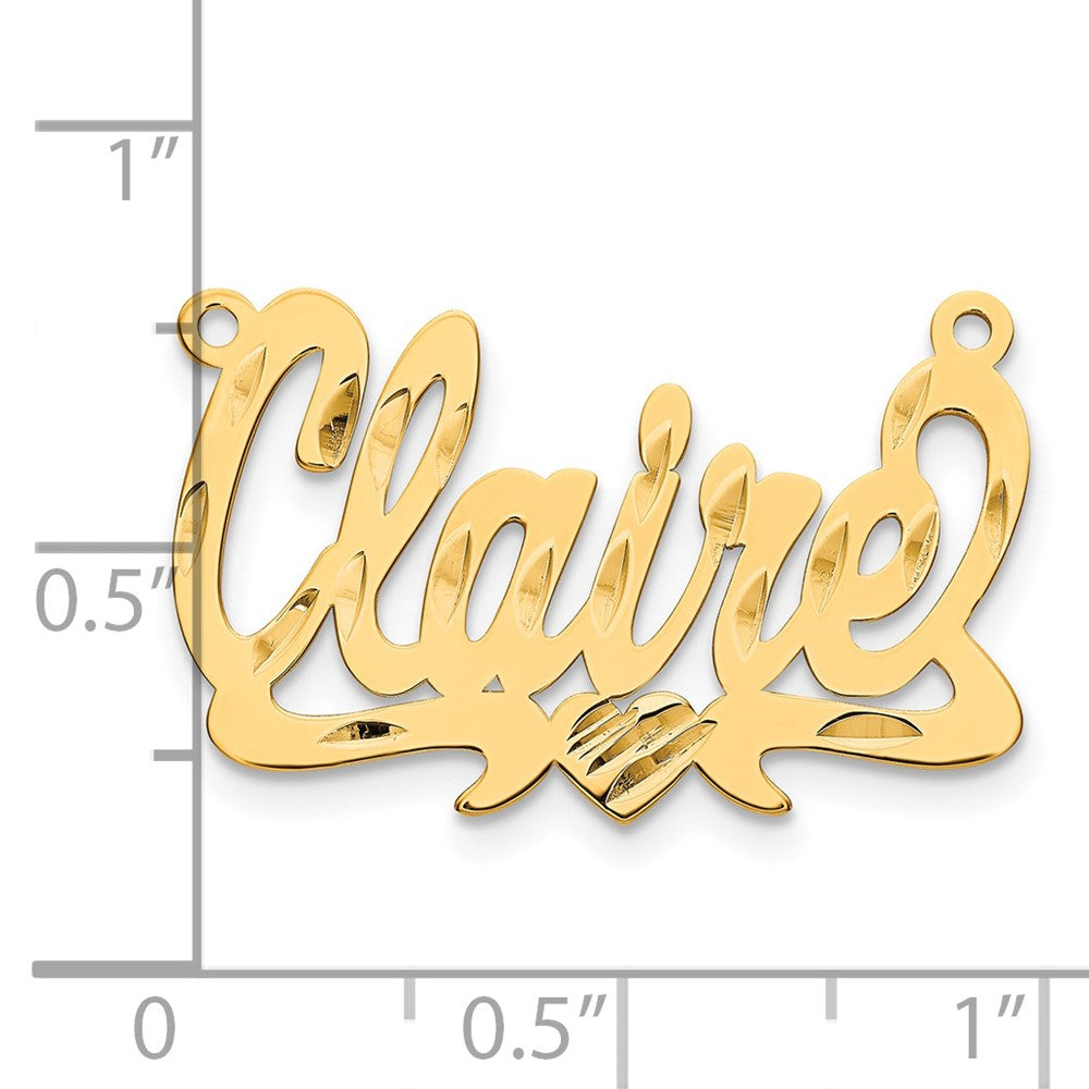 Gold Plated Sterling Silver/Gold Diamond Cut Heart Name Plate