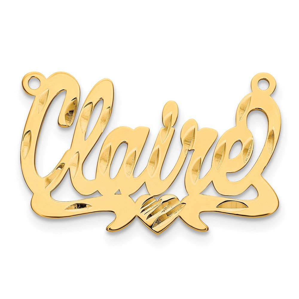 14K Yellow Gold Diamond Cut Heart Name Plate