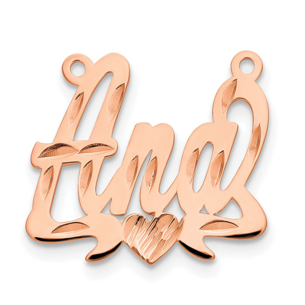 Rose Plated Sterling Silver/Rose Diamond Cut Heart Name Plate