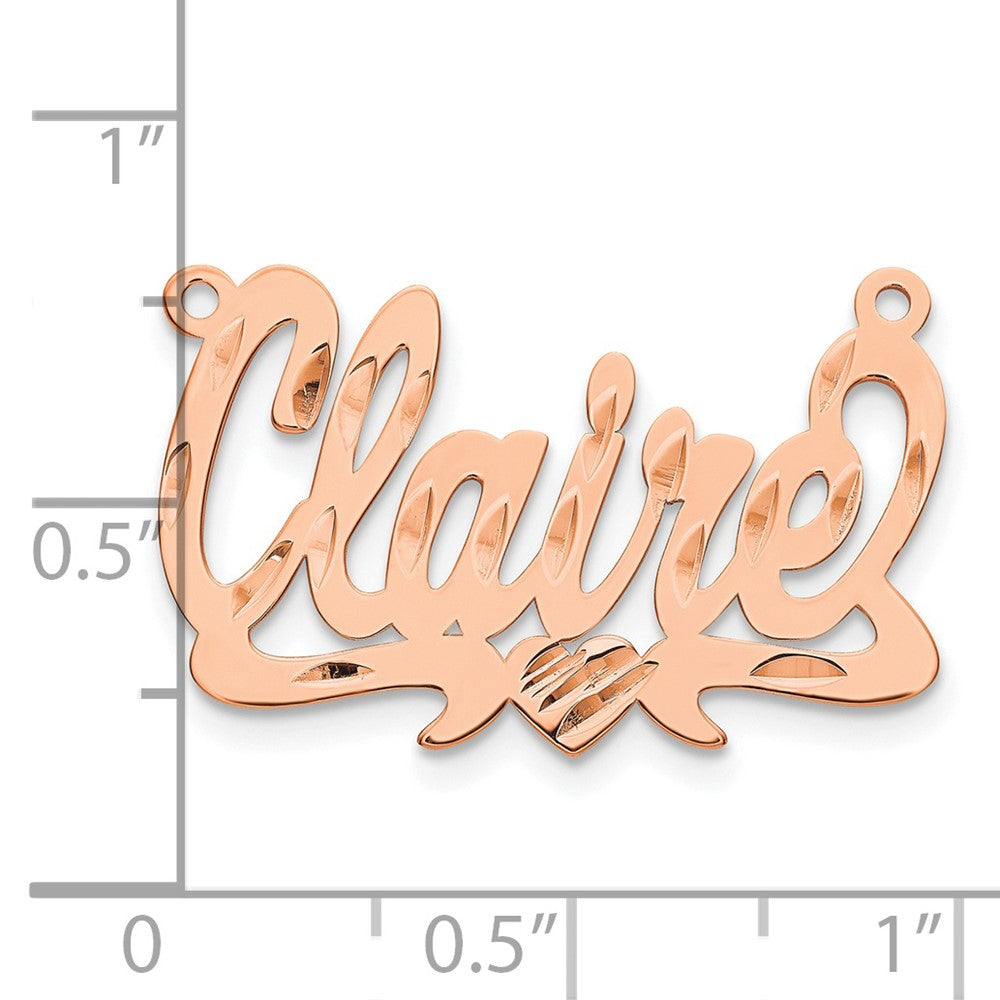 Rose Plated Sterling Silver/Rose Diamond Cut Heart Name Plate