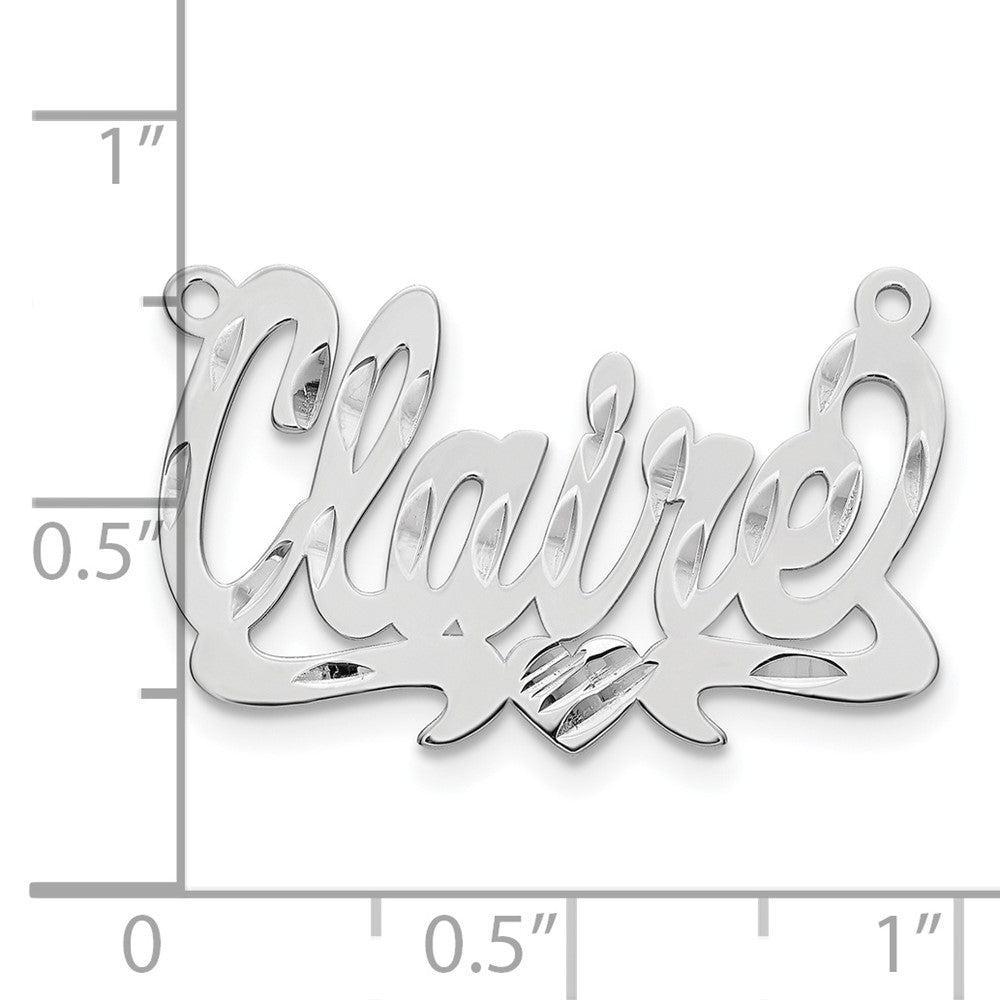 14K White Gold Diamond Cut Heart Name Plate