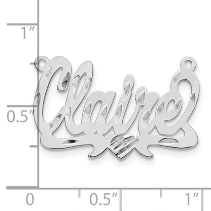 14K White Gold Diamond Cut Heart Name Plate