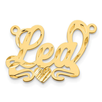 14K Yellow Gold Diamond Cut Heart Name Plate