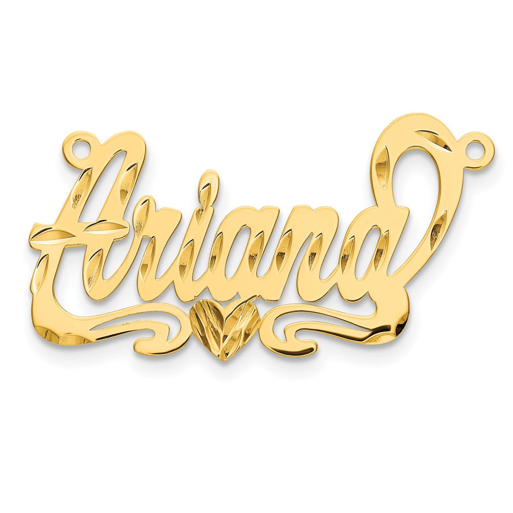 14K Yellow Gold Diamond Cut Heart Name Plate