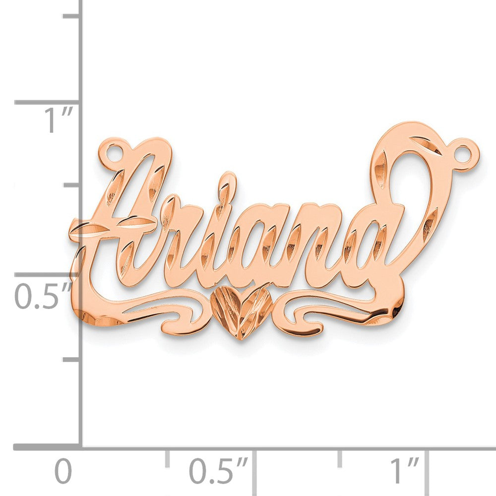 Rose Plated Sterling Silver/Rose Diamond Cut Heart Name Plate