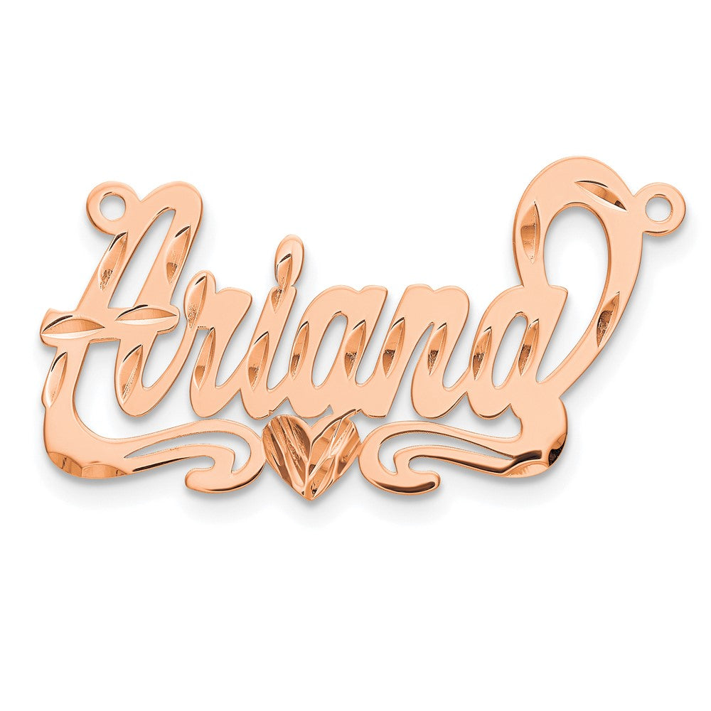 Rose Plated Sterling Silver/Rose Diamond Cut Heart Name Plate