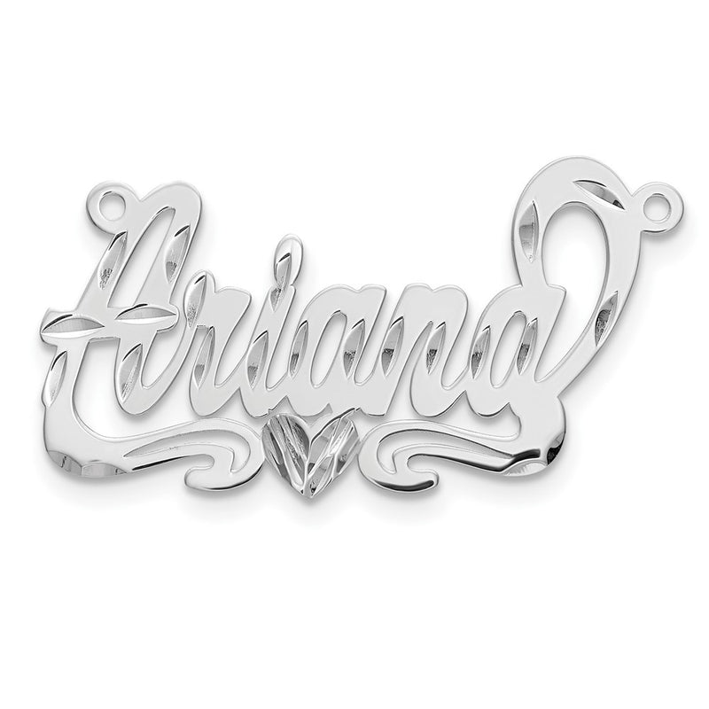 Gold Plated Sterling Silver/Gold Diamond Cut Heart Name Plate