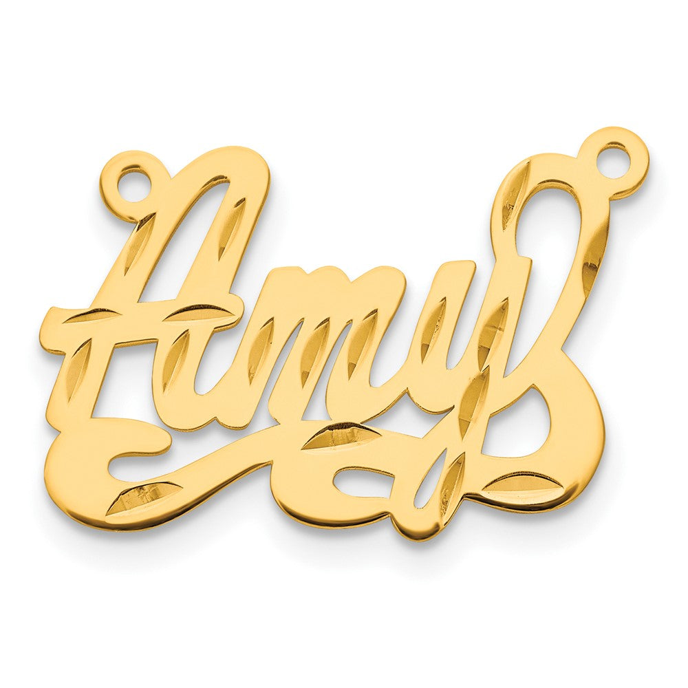 Gold Plated Sterling Silver/Gold Diamond Cut Name Plate