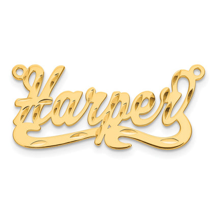 Gold Plated Sterling Silver/Gold Diamond Cut Name Plate