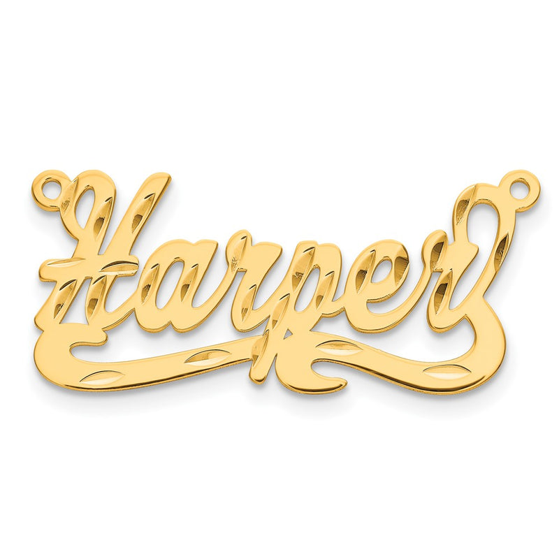 Gold Plated Sterling Silver/Gold Diamond Cut Name Plate