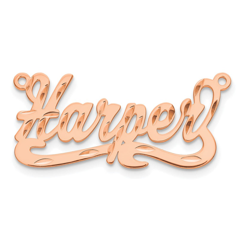Rose Plated Sterling Silver/Rose Diamond Cut Name Plate
