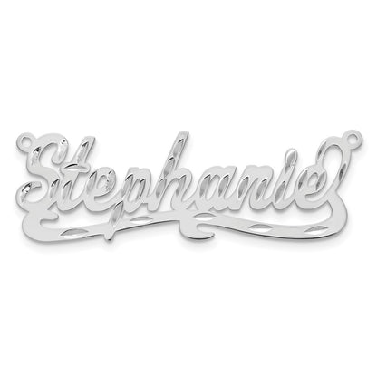 Sterling Silver Silver/Rhodium Plated Diamond Cut Name Plate