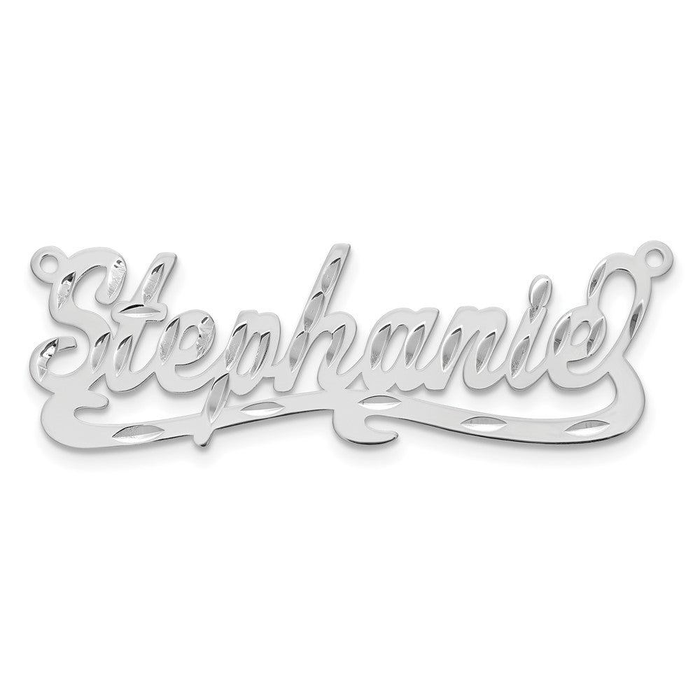 14K White Gold Diamond Cut Name Plate