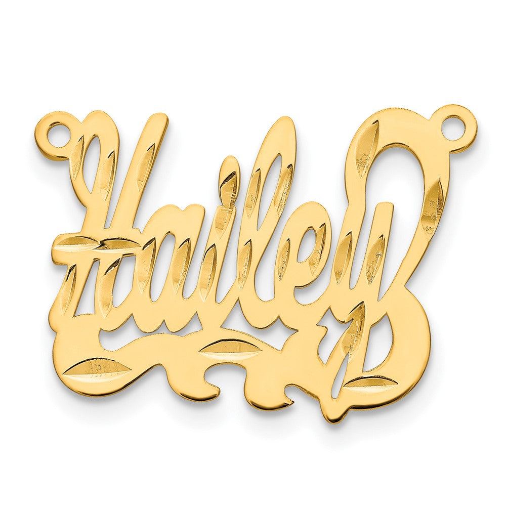 14K Yellow Gold Diamond Cut Name Plate