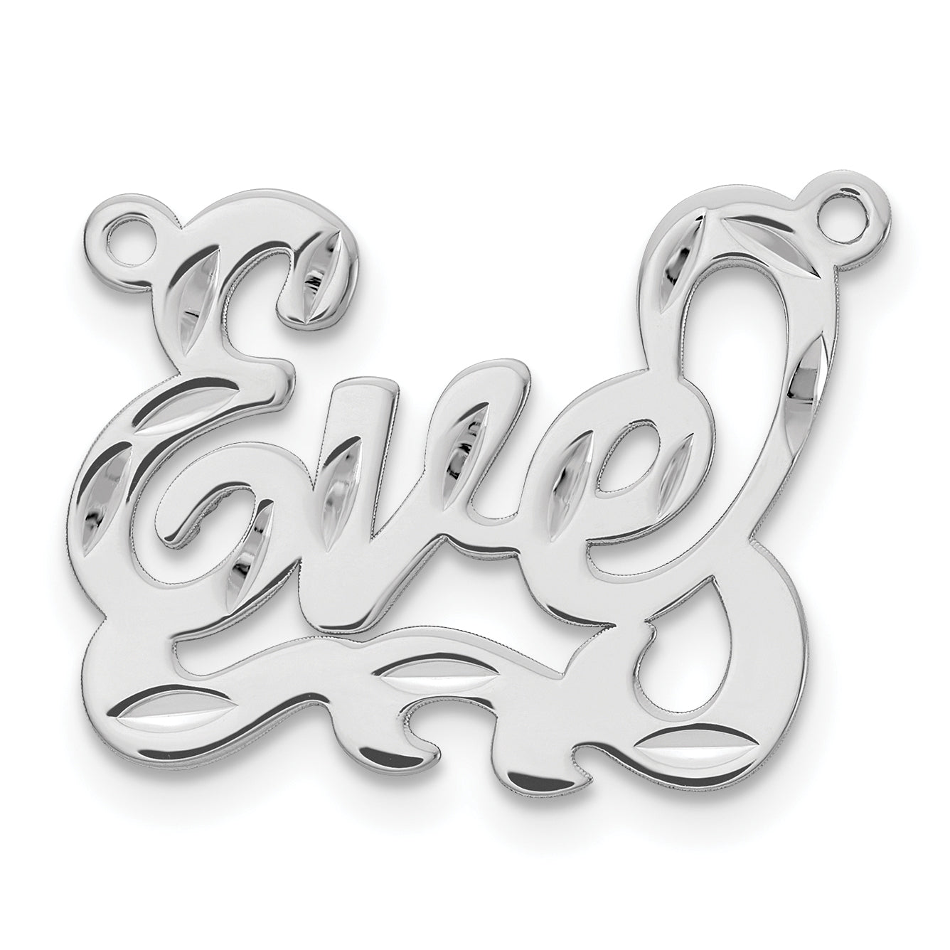 Sterling Silver Silver/Rhodium Plated Diamond Cut Name Plate