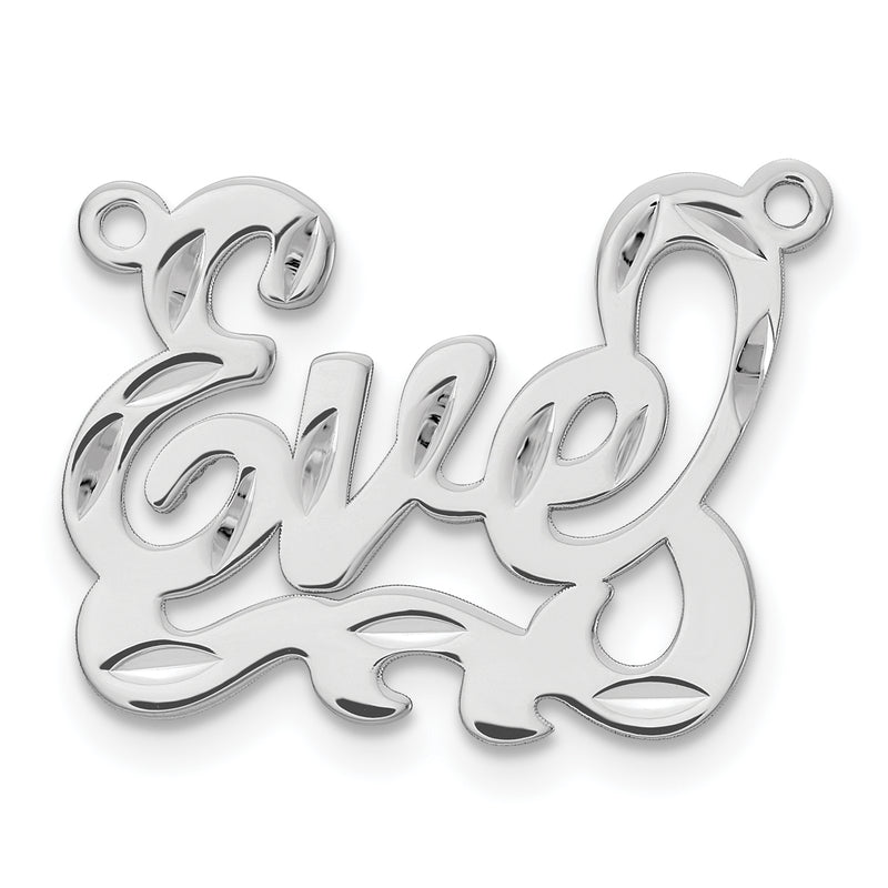 Sterling Silver Silver/Rhodium Plated Diamond Cut Name Plate